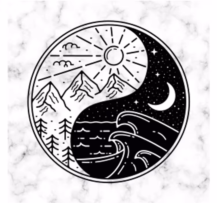 Sottobicchieri nerd contrasto montagna e onda - TenStickers