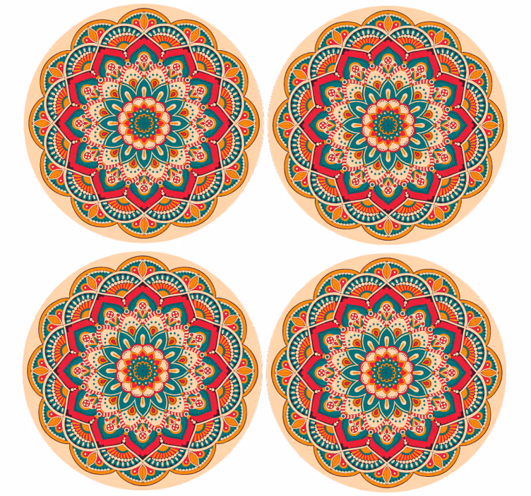 Sottobicchieri moderno a forma rotonda con mandala - TenStickers