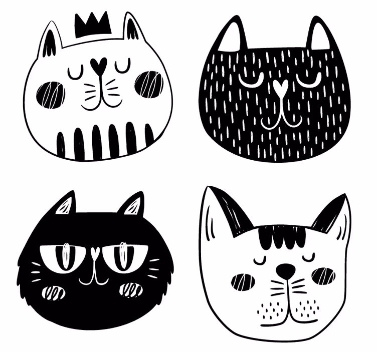 Sottobicchieri nerd illustrazioni di gatti giocosi - TenStickers