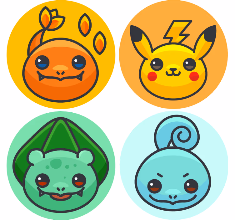 Sottobicchieri nerd personaggi dei cartoni carini - TenStickers