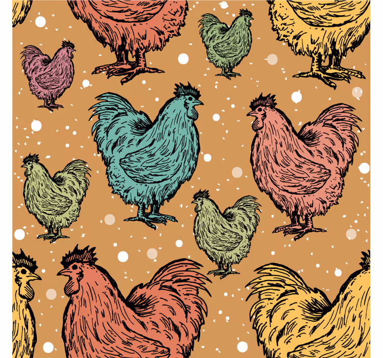 Sottobicchieri nerd con motivi di pollo colorati - TenStickers