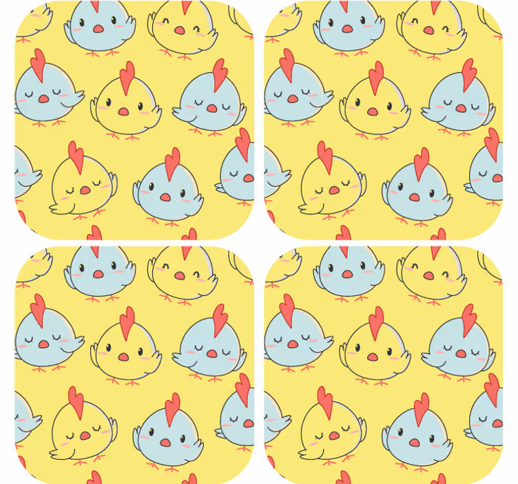 Sottobicchieri nerd faccine di pollo carine - TenStickers