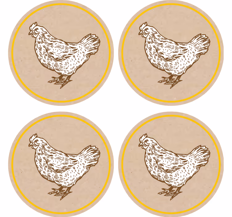 Sottobicchieri vintage con motivo gallinaceo incantevole - TenStickers