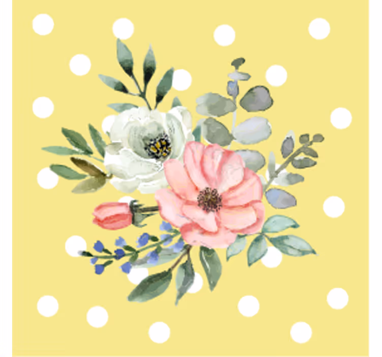 Sottobicchieri moderno con fiori a pois - TenStickers