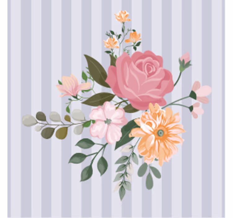 Sottobicchieri birra strisce di fiori - TenStickers