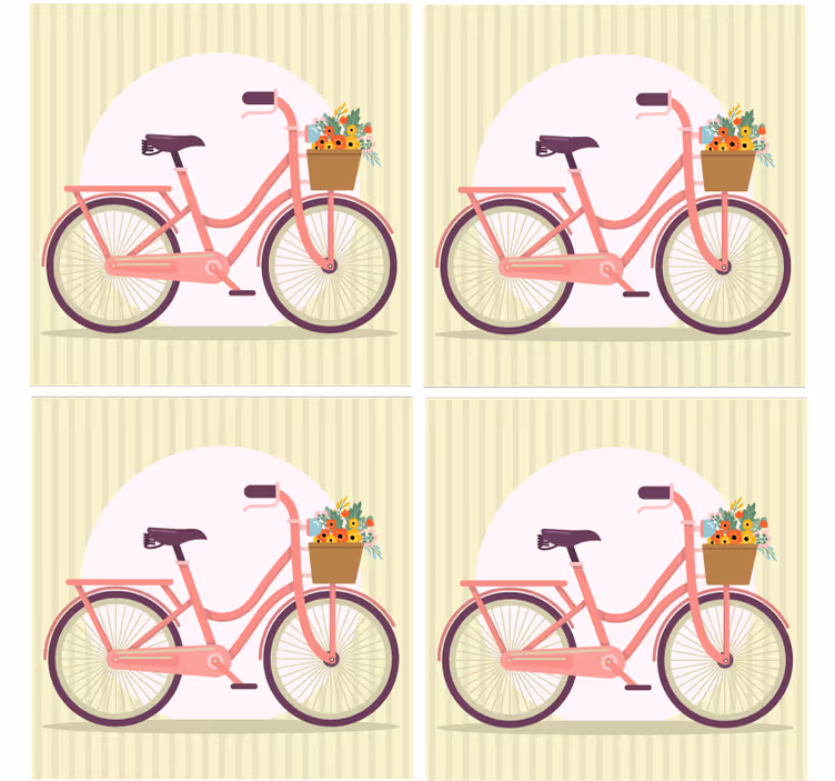 Sottobicchieri moderno bicicletta rosa con fiori - TenStickers