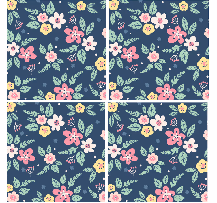 Sottobicchieri moderno design floreale - TenStickers