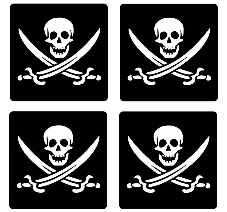 Sottobicchiere  tema frikis Pirata jolly roger - TenStickers