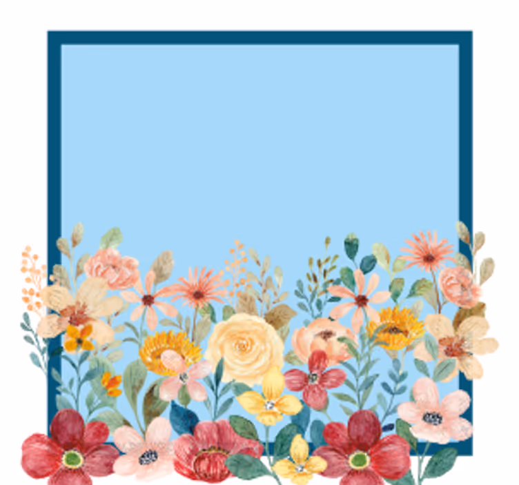Sottobicchieri personalizzabile design con bordo floreale - TenStickers