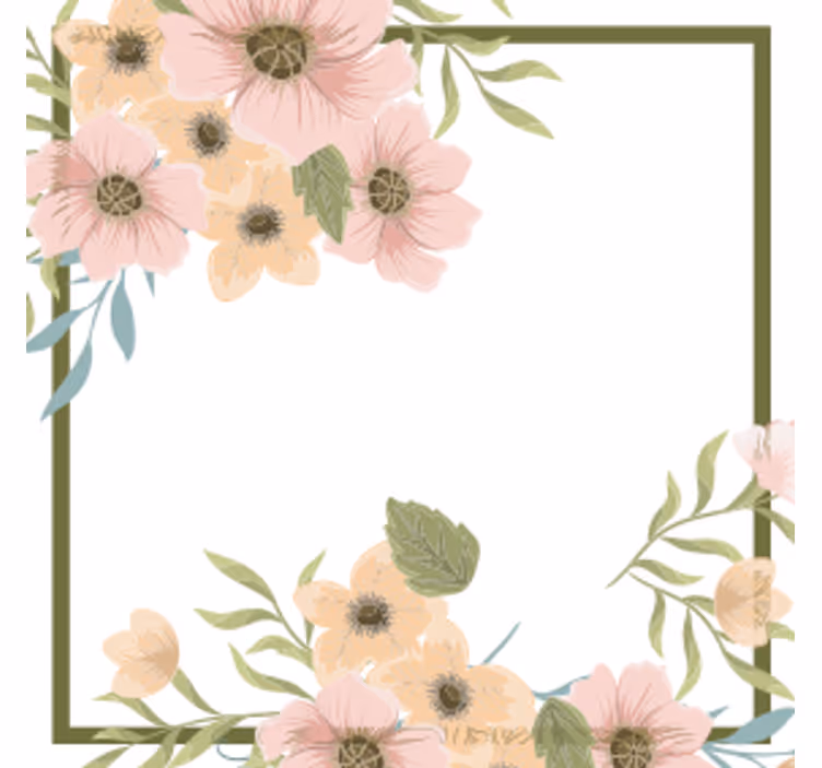 Sottobicchieri moderno con cornice floreale - TenStickers