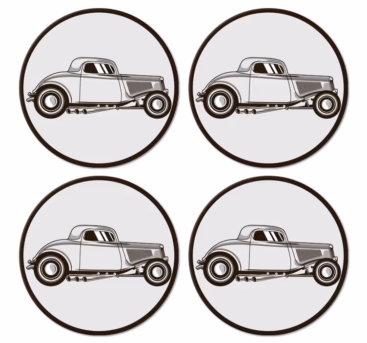 Sottobicchieri nerd silhouette auto classica - TenStickers
