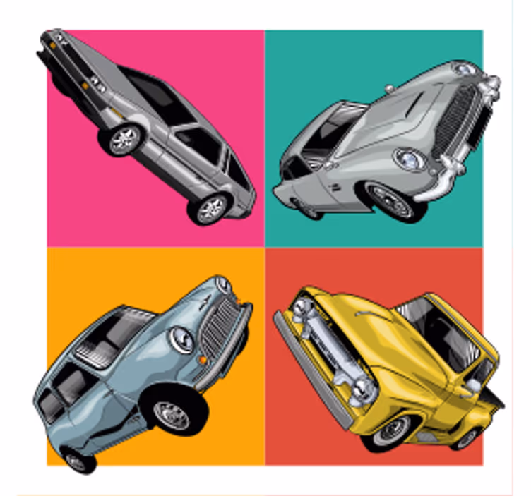 Sottobicchieri vintage quartetto di auto classiche - TenStickers