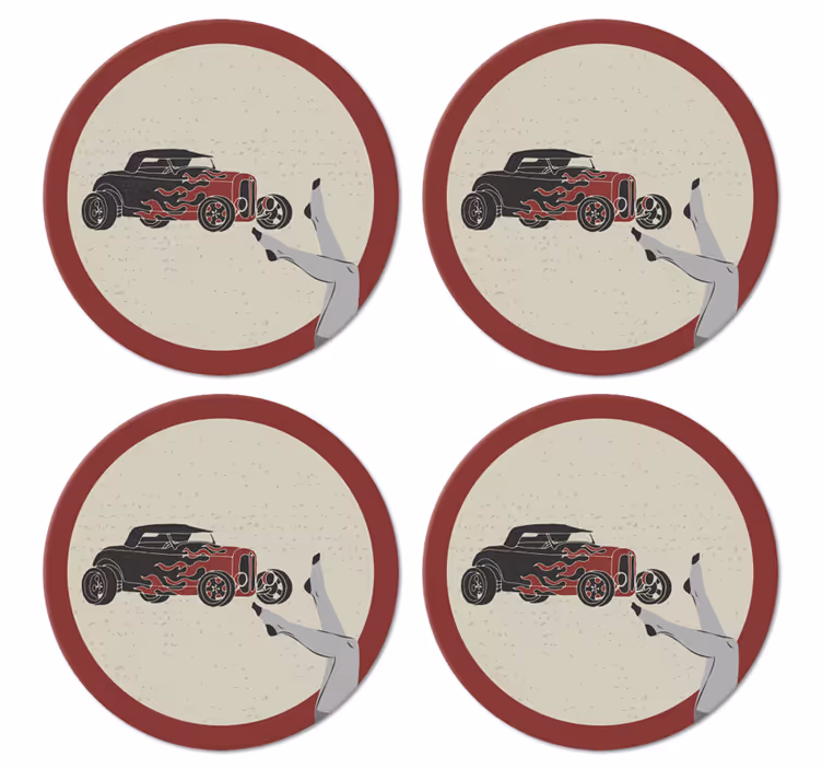Sottobicchieri vintage rod caliente fiammeggiante - TenStickers