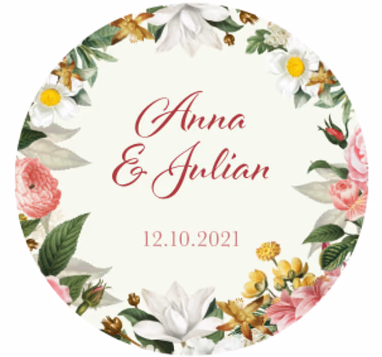 Sottobicchieri matrimonio floreali personalizzati - TenStickers