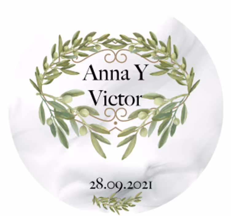 Sottobicchieri matrimonio emblema di corona d'olivo - TenStickers