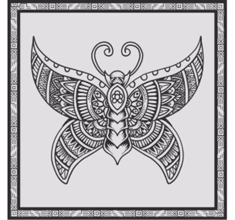 Sottobicchieri vintage motivo farfalla intricata - TenStickers