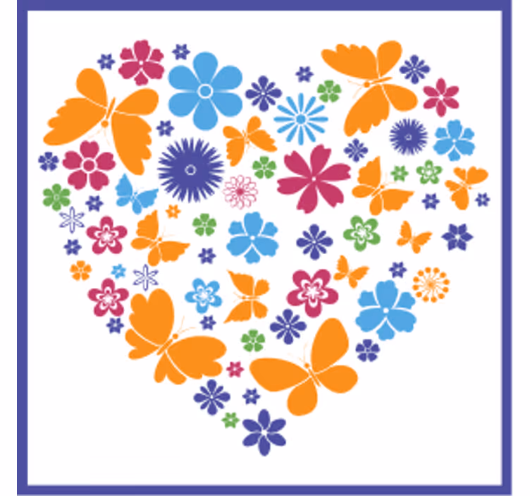 Sottobicchieri moderno composizione cuore floreale - TenStickers