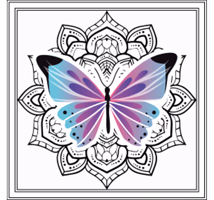 Sottobicchieri con motivi mandala farfalla colorata - TenStickers