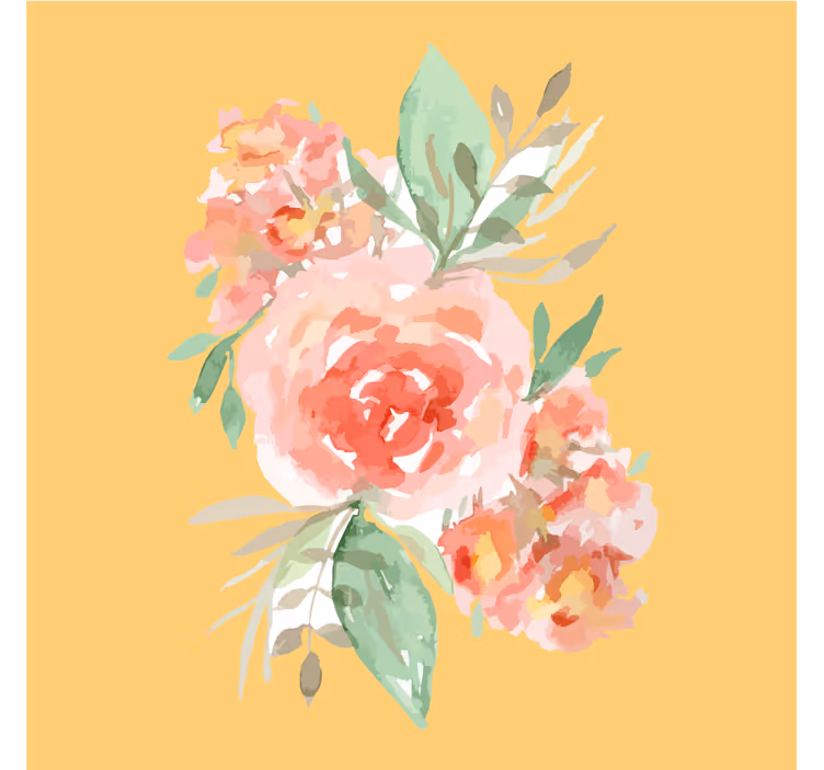 Sottobicchieri moderno bouquet floreale acquerello - TenStickers