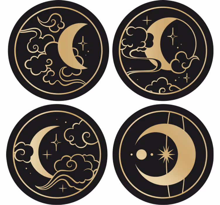 Sottobicchieri nerd motivi celestiali di luna - TenStickers