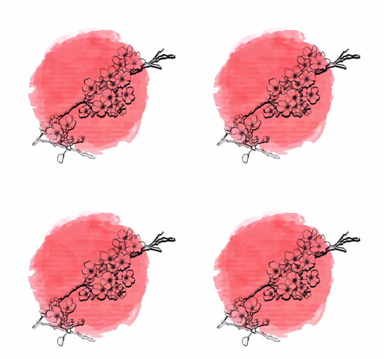 Sottobicchieri con motivi contorni floreali su rosa - TenStickers