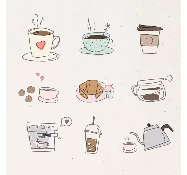 Sottobicchieri moderno collage di illustrazioni bevande - TenStickers