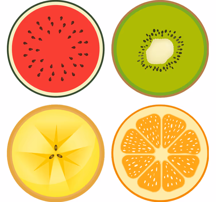 Sottobicchieri moderno set fette di frutta - TenStickers