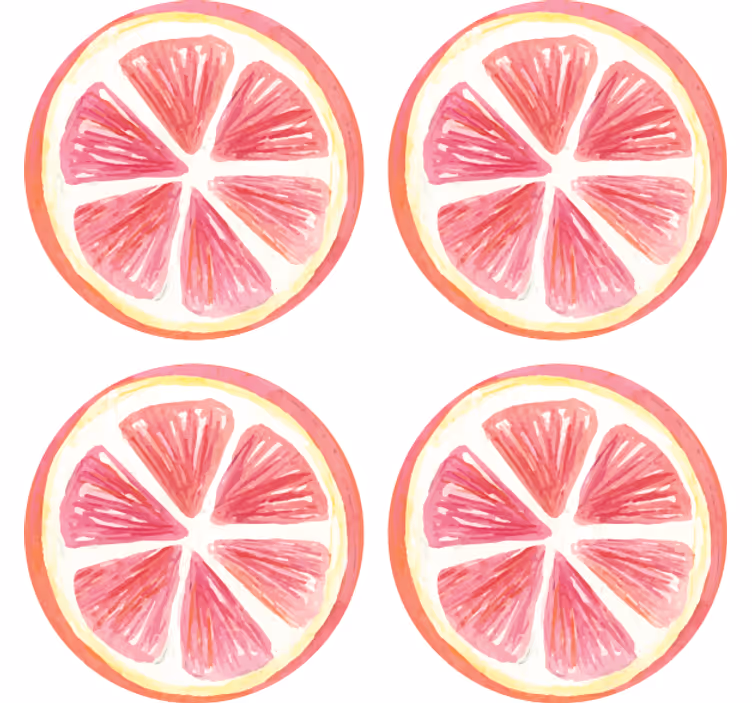 Sottobicchieri nerd fette di agrumi rosa contornate - TenStickers
