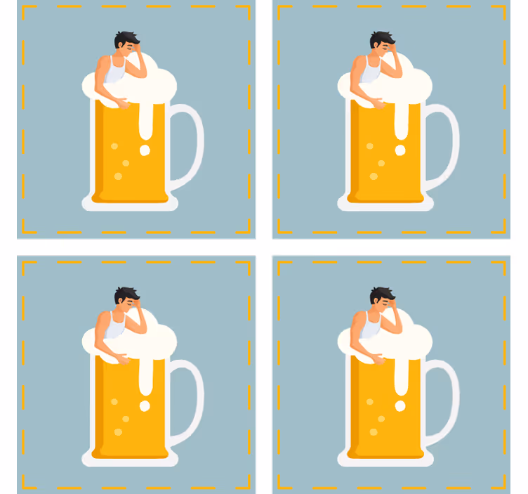 Sottobicchieri birra illustrazione tazza rilassante - TenStickers
