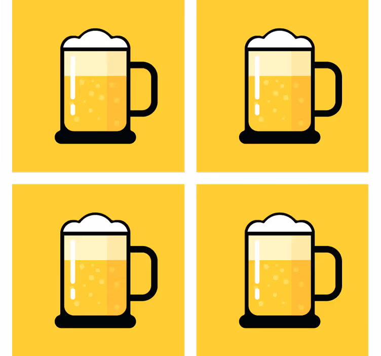 Sottobicchieri birra illustrazione tazza gialla - TenStickers