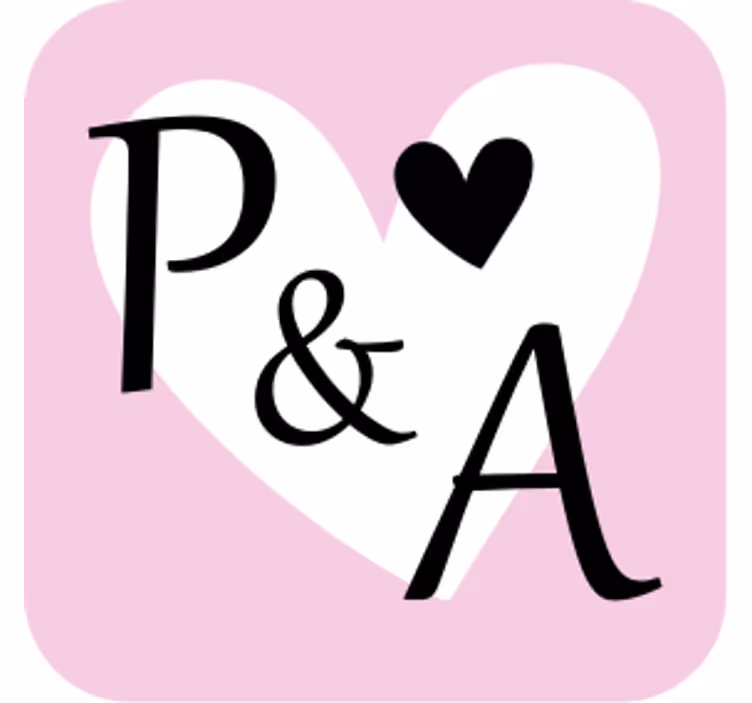 Sottobicchieri matrimonio iniziali con motivo cuore - TenStickers