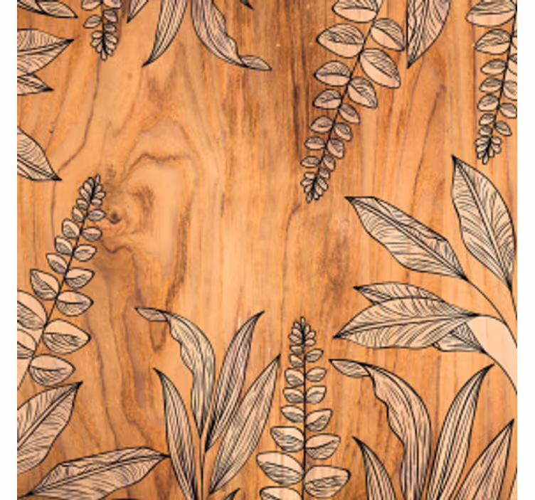 Sottobicchieri con motivi legno naturale e contorni floreali - TenStickers