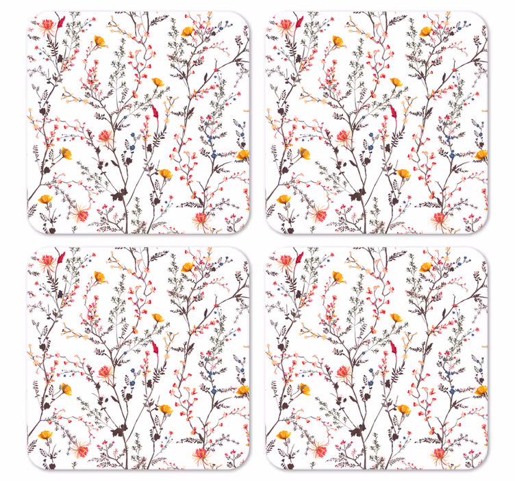 Sottobicchieri moderno motivo botanico con uccelli - TenStickers