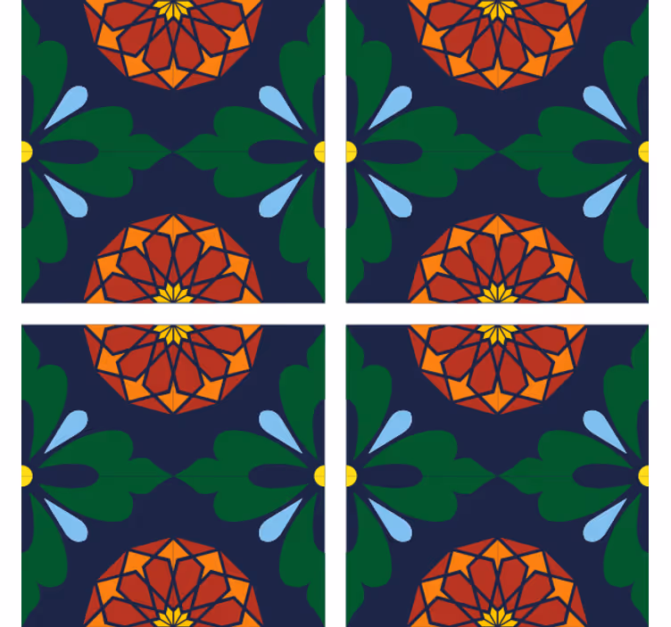 Sottobicchieri effetto piastrella stampa botanica vivace - TenStickers