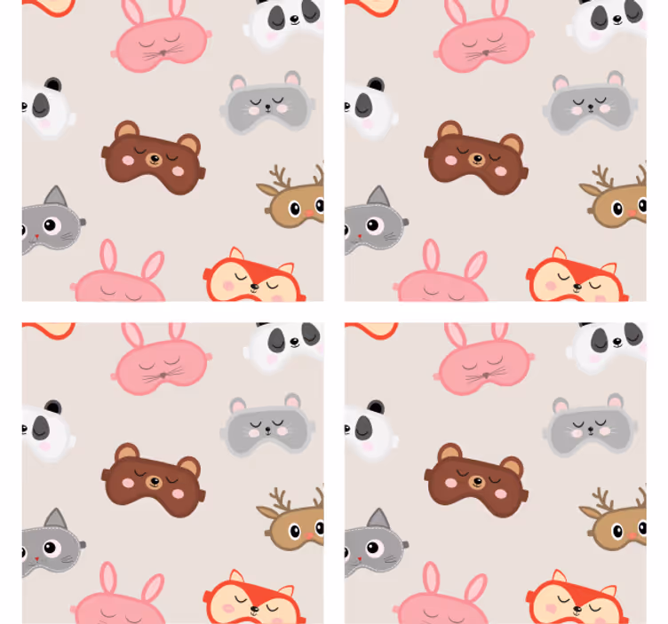 Sottobicchieri nerd collezione faccine di animali adorabili - TenStickers