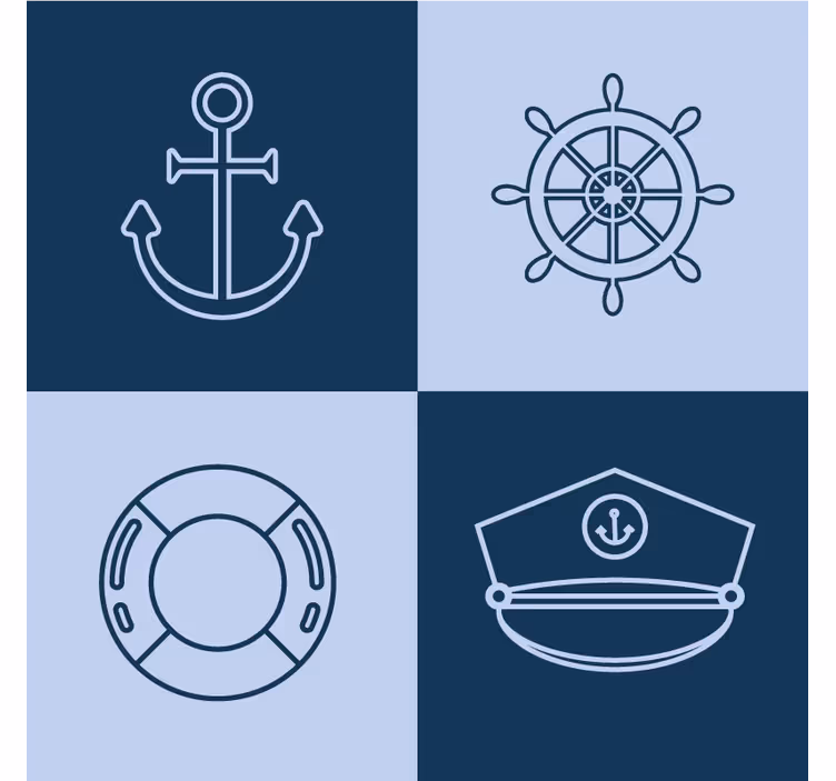 Sottobicchieri moderno icone nautiche e ancora - TenStickers