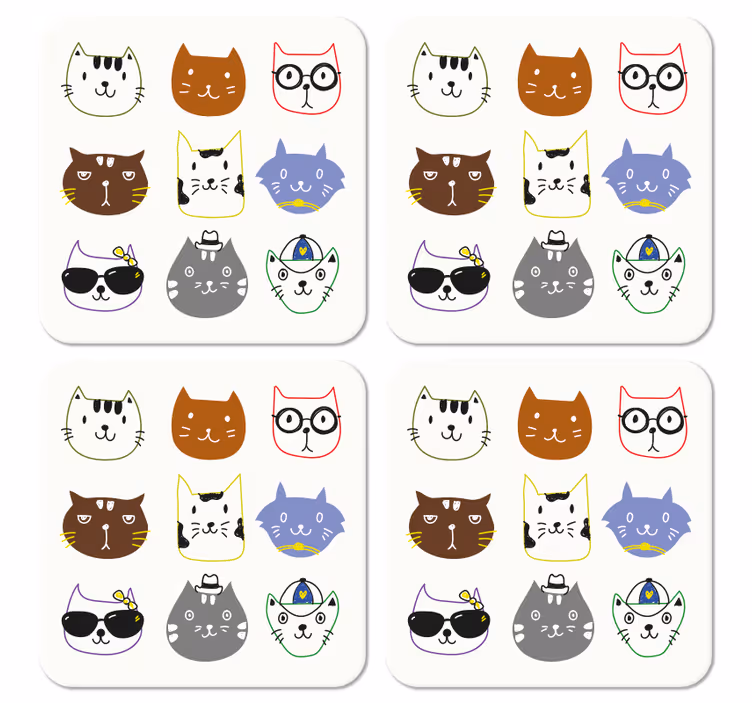 Sottobicchiere con simpatici gatti colorati - TenStickers
