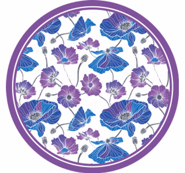 Sottobicchieri moderno motivo floreale con accenti viola - TenStickers