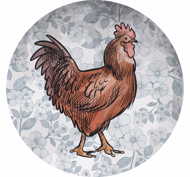 Sottobicchieri moderno illustrazione di pollo floreale - TenStickers