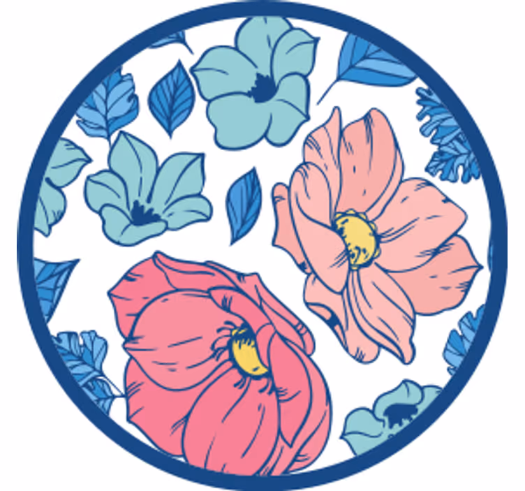 Sottobicchieri moderno con motivo floreale circolare - TenStickers