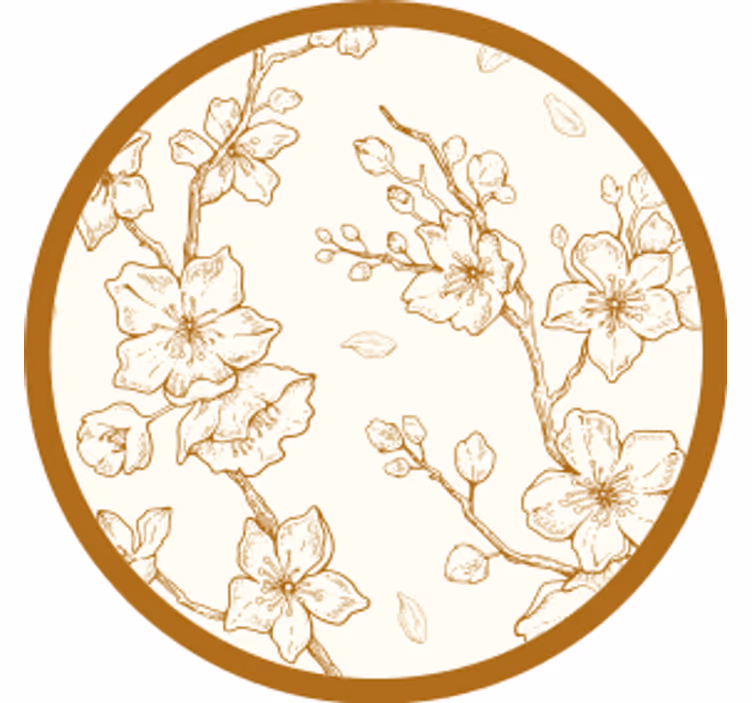 Sottobicchieri vintage in legno inciso floreale - TenStickers