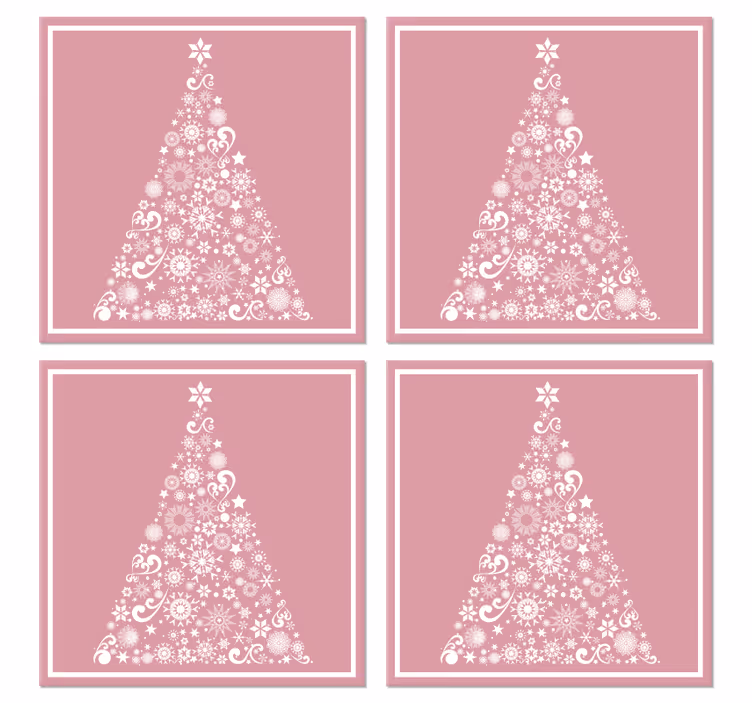 Sottobicchiere  tema Natale Albero festivo in rosa - TenStickers