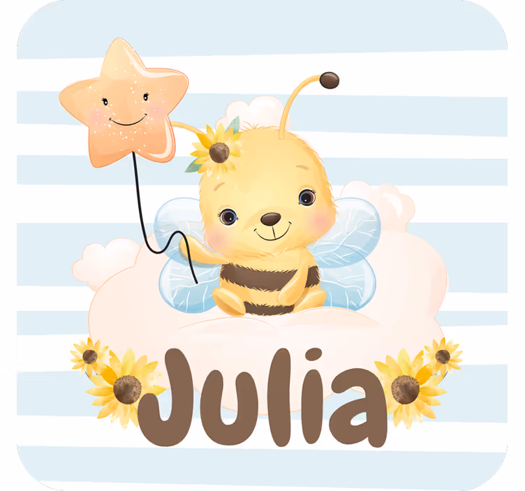 Sottobicchieri personalizzabile ape carina con stella - TenStickers