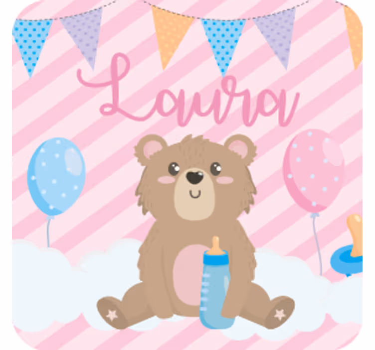 Sottobicchieri personalizzabile orsetto con palloncini - TenStickers