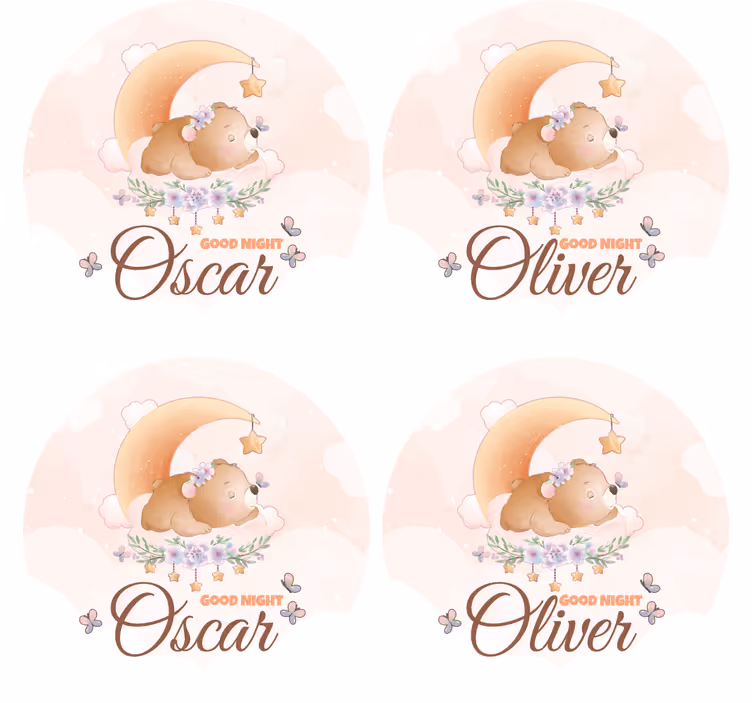 Sottobicchieri personalizzabile tema orsetto buonanotte - TenStickers