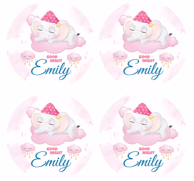 Sottobicchieri personalizzabile design elefante sonnolento - TenStickers