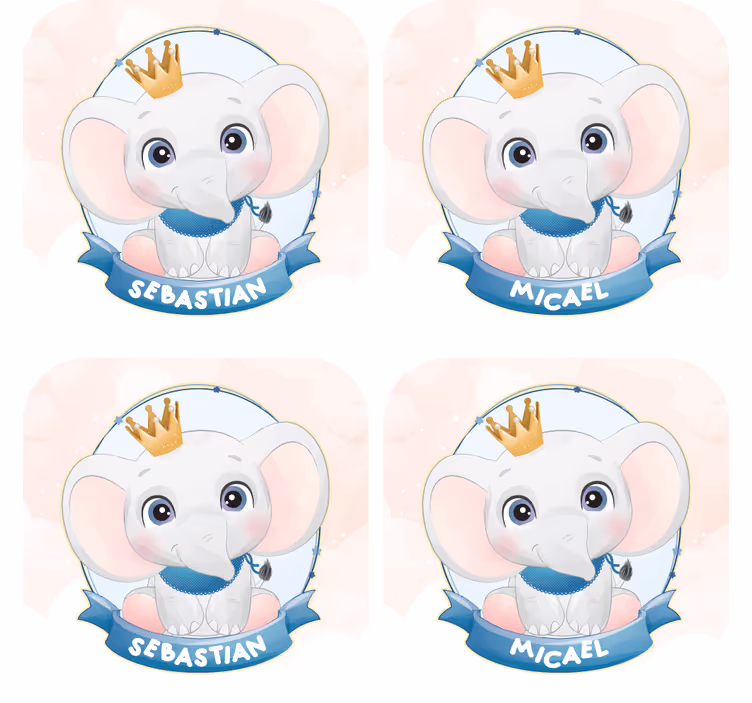 Sottobicchieri personalizzabile ritratti di elefanti - TenStickers