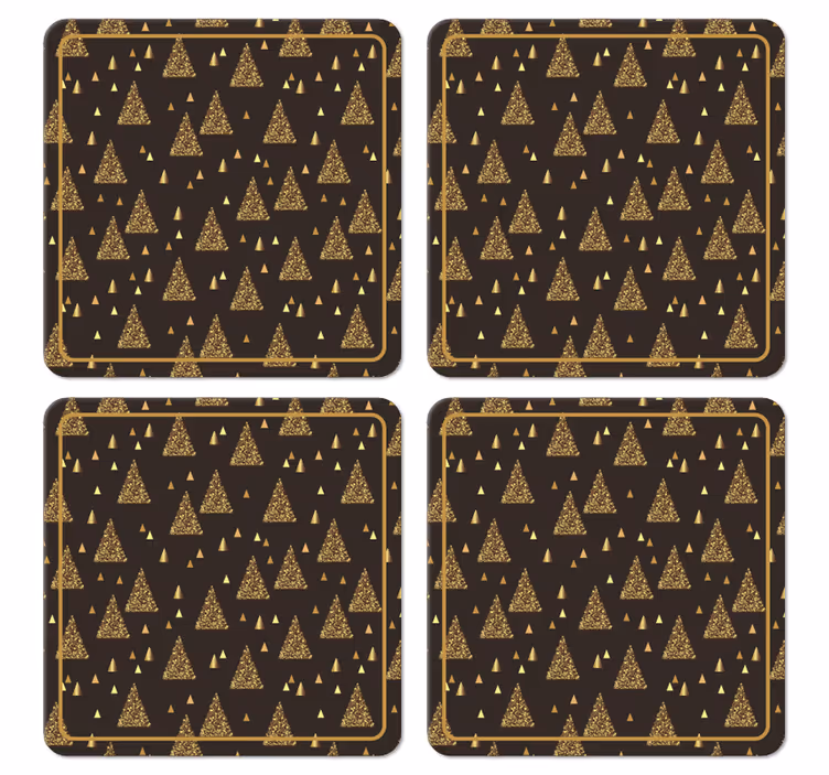 Sottobicchiere  tema Natale Eleganti alberi di natale dorati - TenStickers