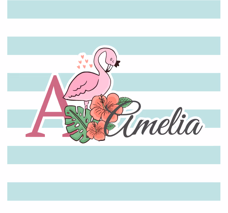 Sottobicchieri personalizzabile floreale con fenicottero - TenStickers