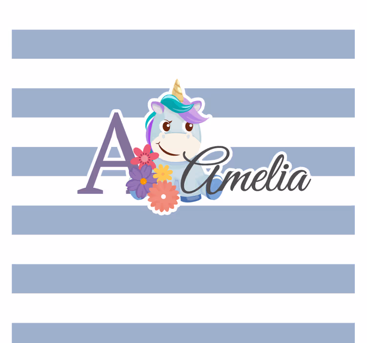 Sottobicchieri personalizzabile unicorno e iniziale floreale - TenStickers